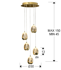 Lámpara Led Rocio 5L Oro Schuller 783529