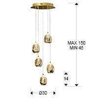 LUSTRE ROCIO 5 LED OURO DIMMABLE