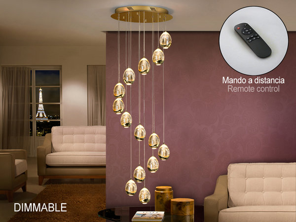 LUSTRE ROCIO 14 LED OURO DIMMABLE