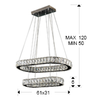 CANDEEIRO LED DIVA OVAL DIMABLE SCHULLER