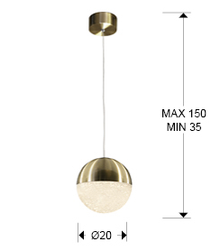 Lampe 1L led Sphère 20 en laiton Schuller
