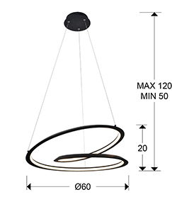 Lámpara Looping negro 60 Schuller