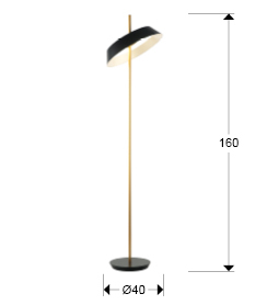 Lámpara de pie Vertigo negro oro Schuller