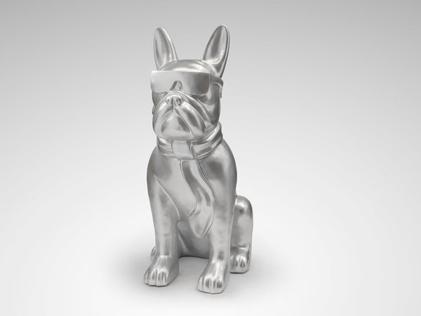 Figura Bulldog Francês de prata grande Schuller