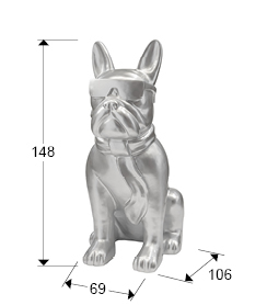 Figura Bulldog Francês de prata grande Schuller